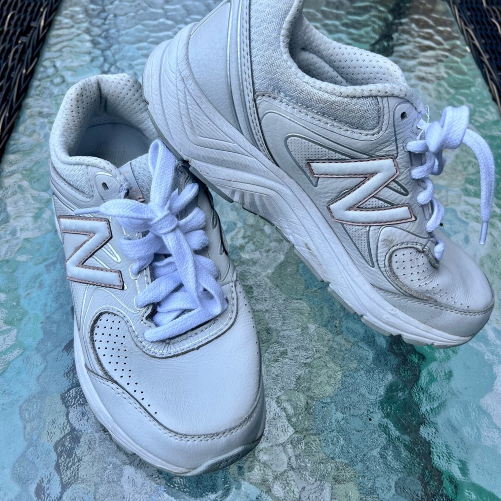 White and Pink New Balance Athletic Sneakers